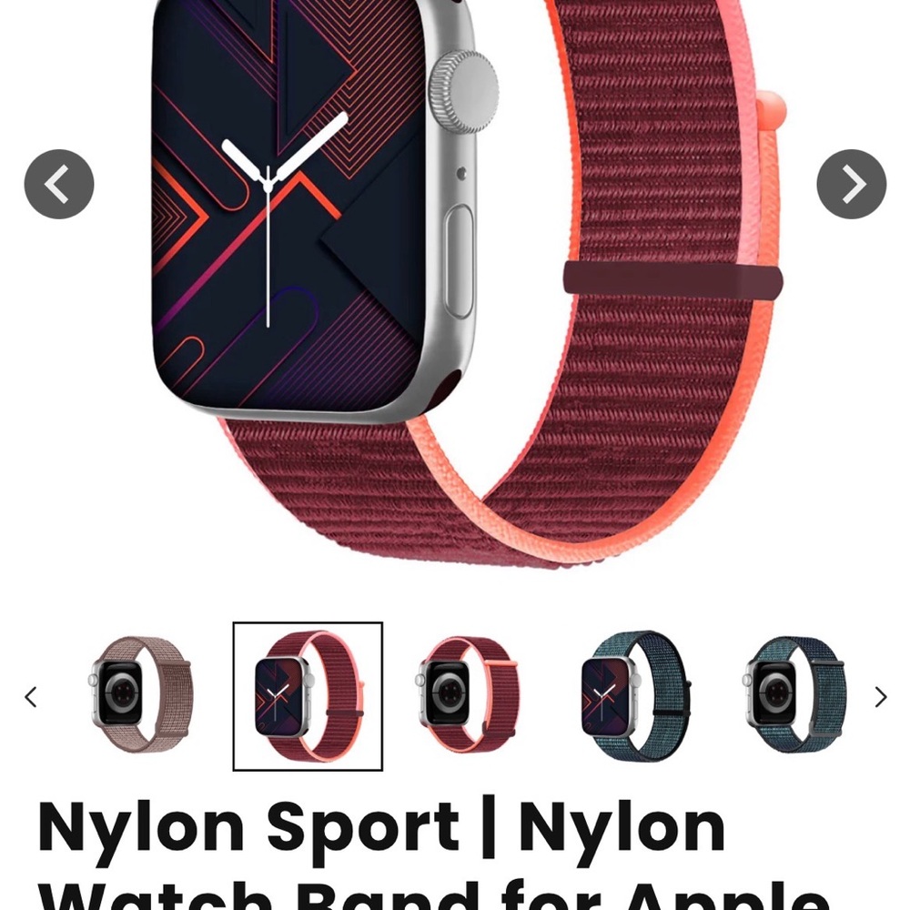 Apple Watch Burgundy Nylon Sport Band